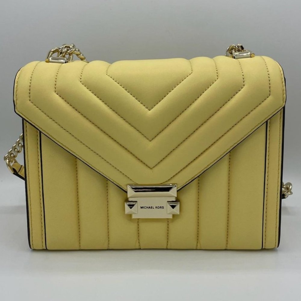 Michael Kors Whitney Yellow Large Leather Shoulder Bag